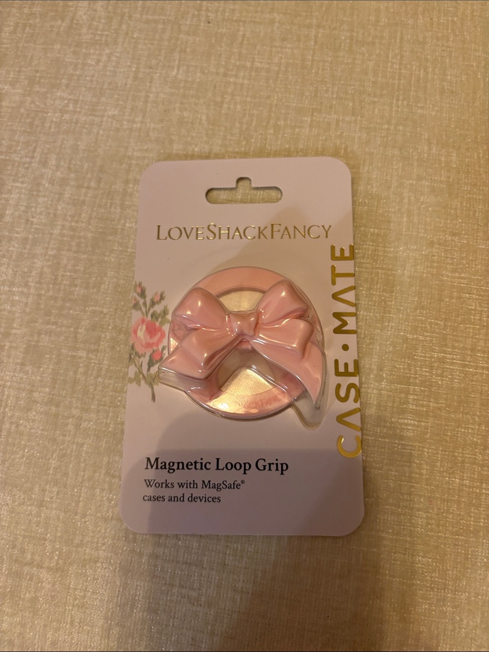 LoveShackFancy Pastel Pink Bow Magnetic Loop Grip